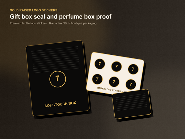 Custom Gold Raised Logo Stickers for Perfume Boxes